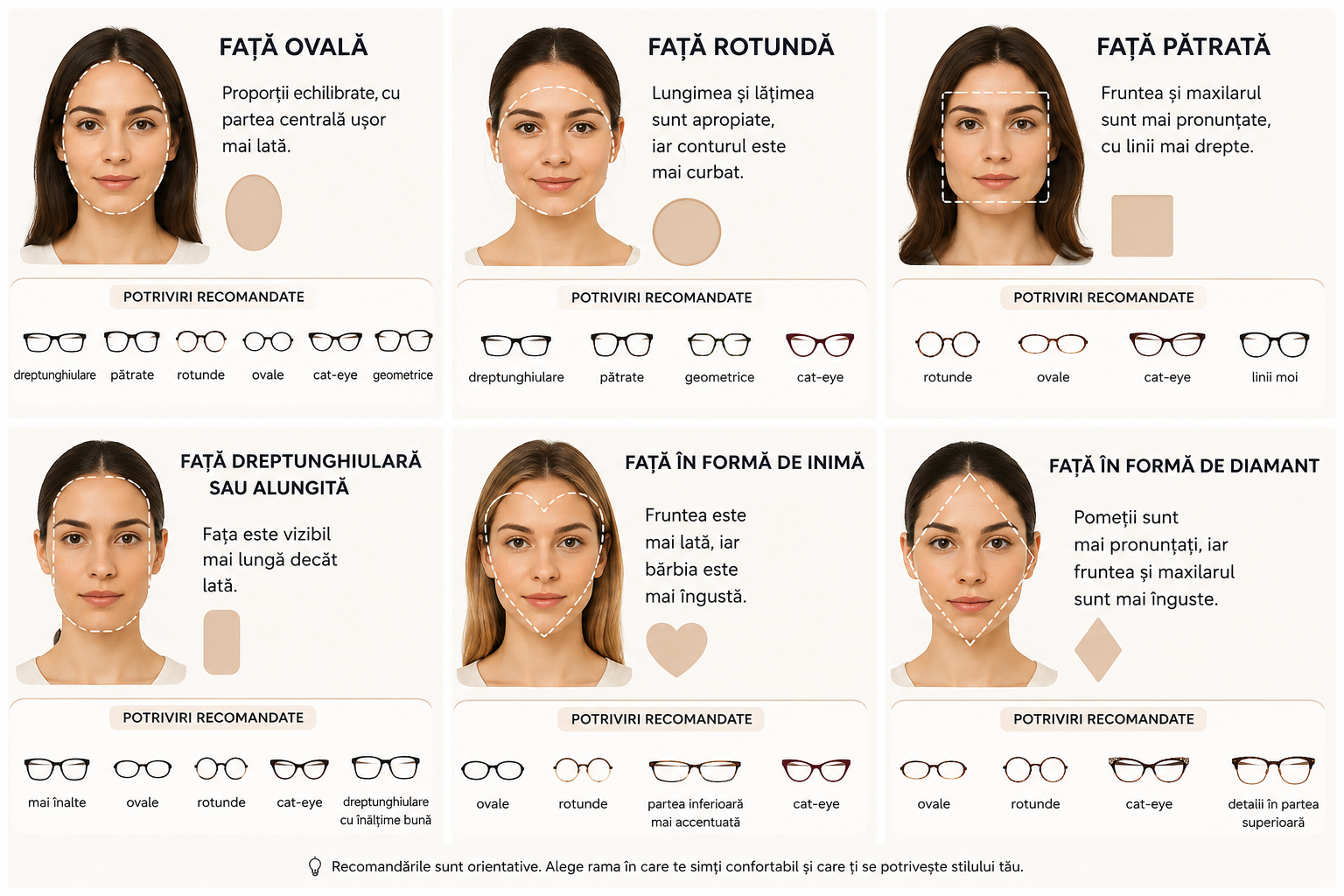alegerea ramei de ochelari in functie de forma fetei